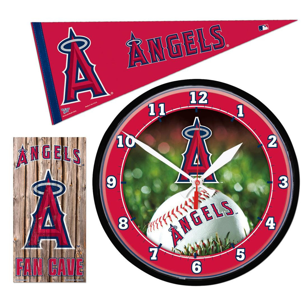 "Los Angeles Angels MLB Ultimate Clock, Pennant and Wall Sign Gift Set"