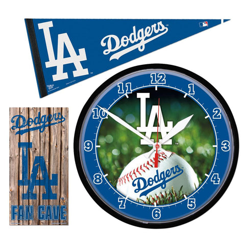 "Los Angeles Dodgers MLB Ultimate Clock, Pennant and Wall Sign Gift Set"