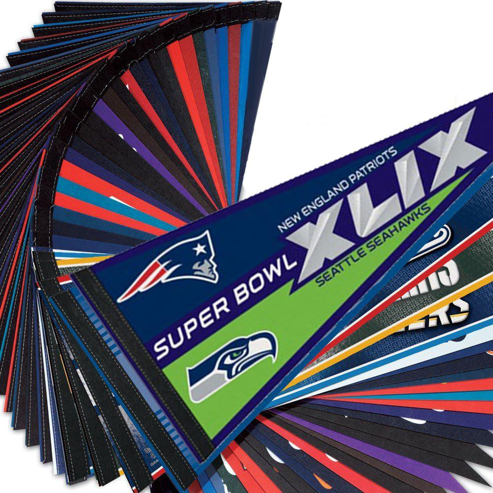 Super Bowl XLIX Classic Pennant with NFL Teams (33 Pieces)