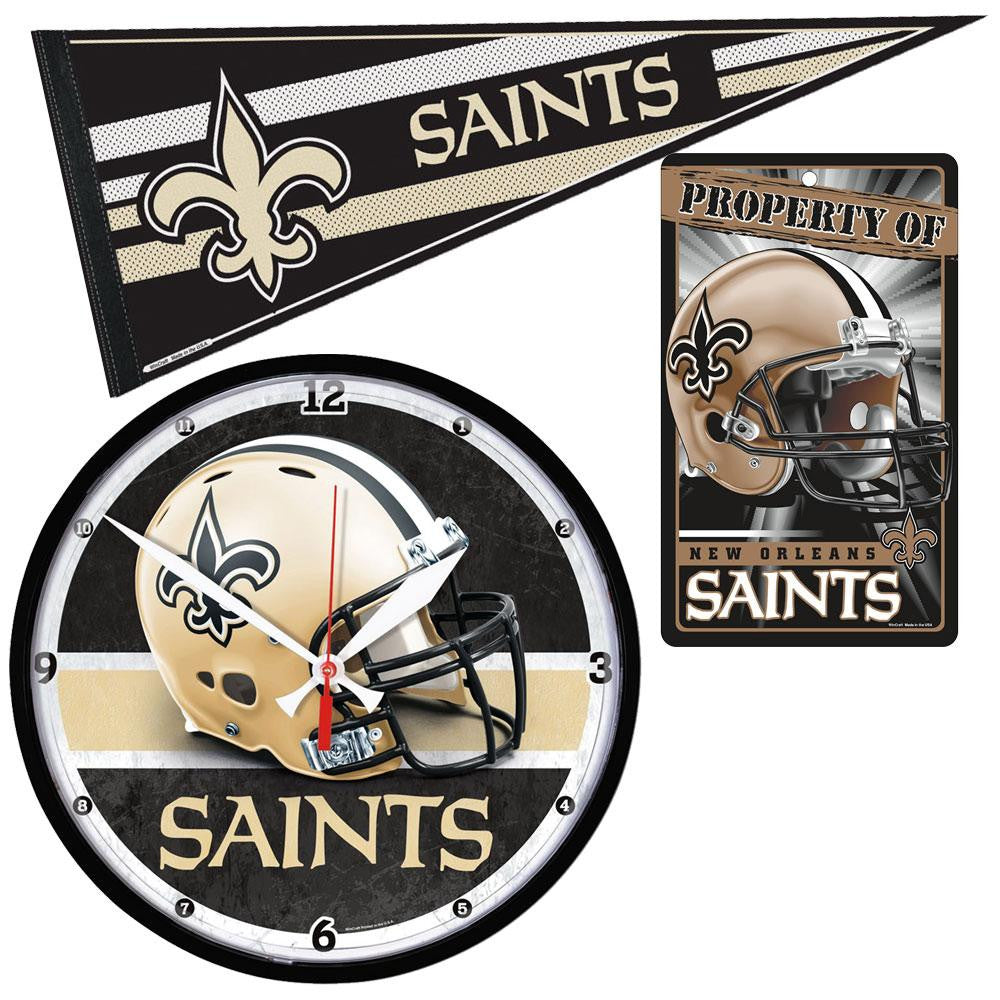 "New Orleans Saints NFL Ultimate Clock, Pennant and Wall Sign Gift Set"