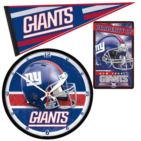 "New York Giants NFL Ultimate Clock, Pennant and Wall Sign Gift Set"