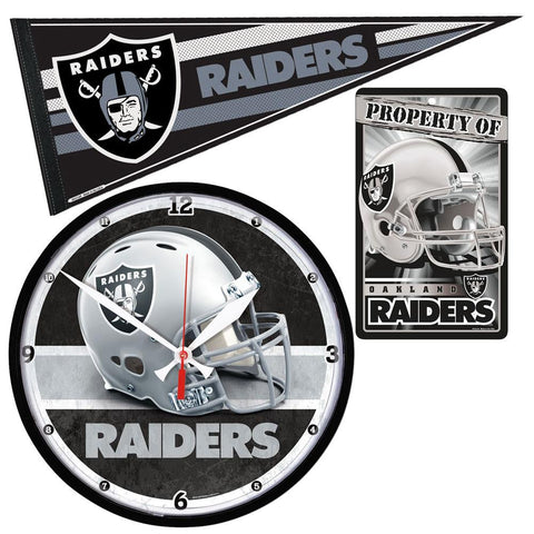 "Oakland Raiders NFL Ultimate Clock, Pennant and Wall Sign Gift Set"