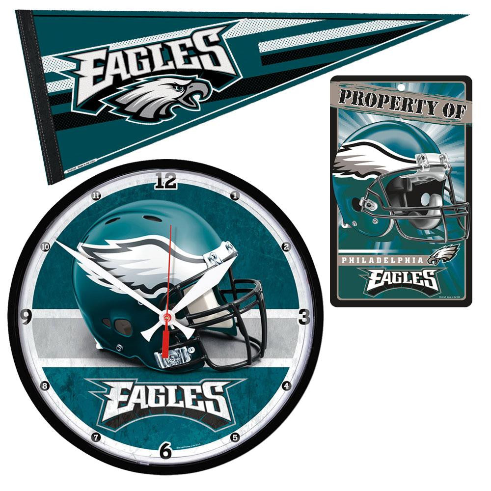 "Philadelphia Eagles NFL Ultimate Clock, Pennant and Wall Sign Gift Set"