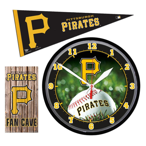 "Pittsburgh Pirates MLB Ultimate Clock, Pennant and Wall Sign Gift Set"