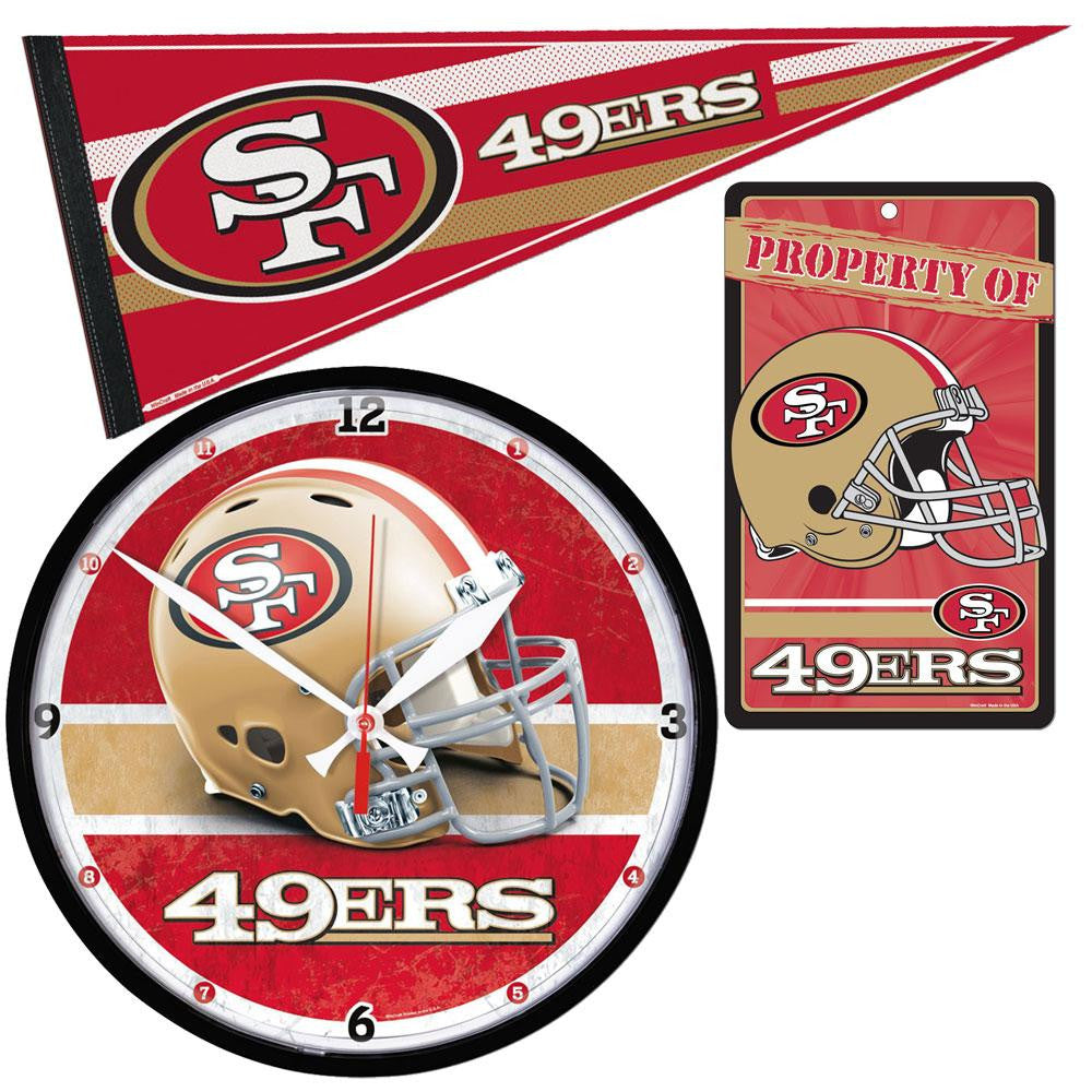 "San Francisco 49ers NFL Ultimate Clock, Pennant and Wall Sign Gift Set"