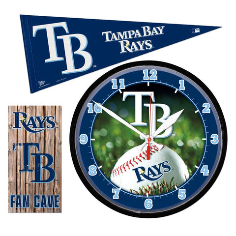 "Tampa Bay Rays MLB Ultimate Clock, Pennant and Wall Sign Gift Set"