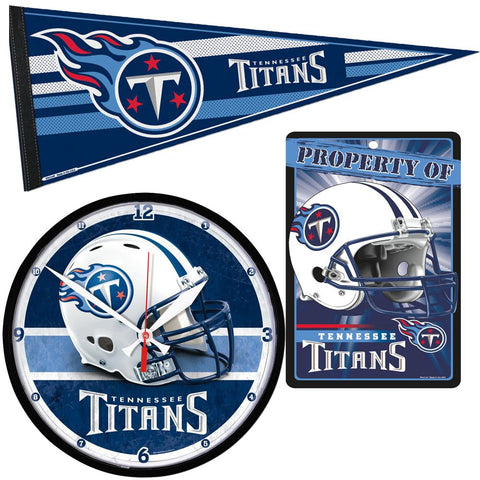 "Tennessee Titans NFL Ultimate Clock, Pennant and Wall Sign Gift Set"